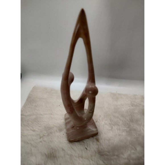 8" Carved Stone 2 Dancing Figures Kenya Ten Thousand Villages Sculpture - Picture 7 of 12